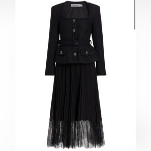 Self-Portrait Jacket Pleated Midi-Dress